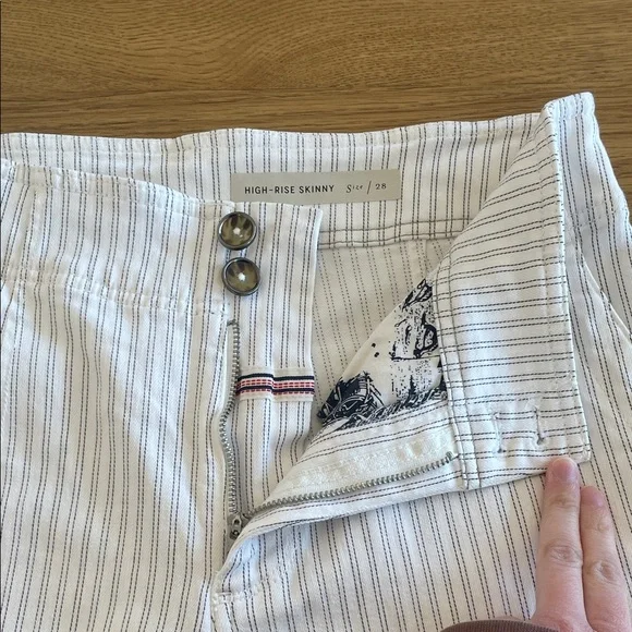 Pilcro Anthropologie Women’s High Rise Skinny Pants White Gray Stripes Size 28 - Picture 5 of 15